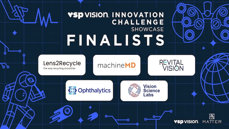 A list of the five finalists for the VSP Vision Innovation Challenge.