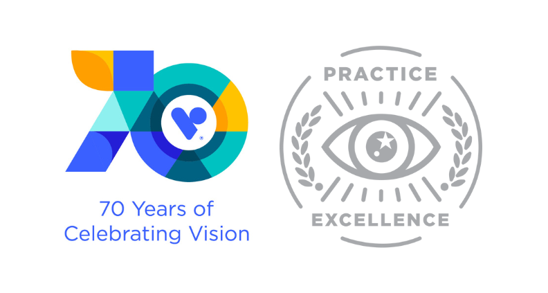 VSP Vision 70th anniversary logo and practice excellence logo