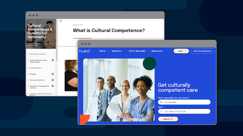 An image of HUED's cultural competency training web page. 